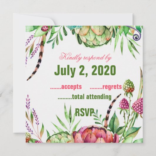 Mooie Succulenten Trouw RSVP Kaart (Achterkant)