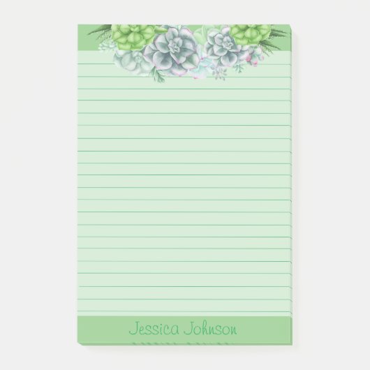 Mooie Succulents Lovers Personalized Lined Pos Post-it® Notes (Voorkant)