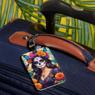 Mooie Sugar Skull Bagagelabel