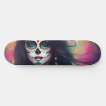 Mooie Sugar Skull Vrouw Schaats Deck