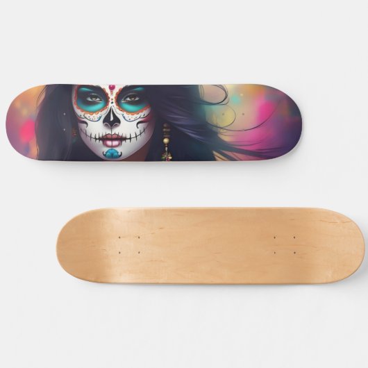 Mooie Sugar Skull Vrouw Schaats Deck Persoonlijk Skateboard (Horizontaal)