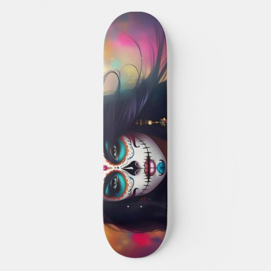 Mooie Sugar Skull Vrouw Schaats Deck Persoonlijk Skateboard (Voorkant)