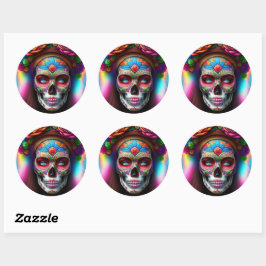 Mooie suikerschedel ronde sticker