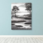 Mooie Summer Marsh Sketch Canvas Afdruk (Insitu (Houten vloer))