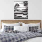 Mooie Summer Marsh Sketch Canvas Afdruk (Insitu (Slaapkamer))