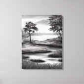 Mooie Summer Marsh Sketch Canvas Afdruk (Voorkant)