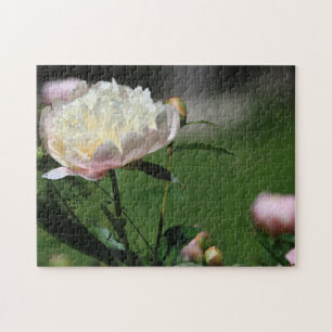 Mooie Summertime White en Roze Peony Flowers Legpuzzel