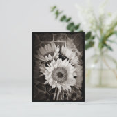 Mooie Sunflower Bouquet Foto in zwart-wit Briefkaart (Staand voorkant)