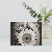 Mooie Sunflower Bouquet Foto in zwart-wit Briefkaart (Staand voorkant)