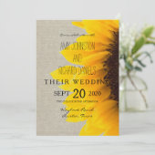 Mooie Sunflower Rustic Wedding Invitation Kaart (Staand voorkant)