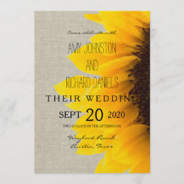 Mooie Sunflower Rustic Wedding Invitation Kaart