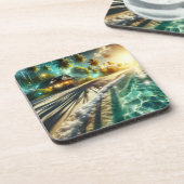 Mooie Sunset Beach House thema Bier Onderzetter (Linkerzijde)