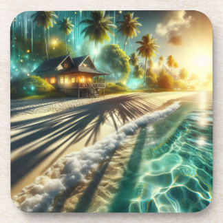 Mooie Sunset Beach House thema Bier Onderzetter