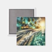 Mooie Sunset Beach House thema Magneet (Voorkant / Achterkant)