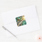 Mooie Sunset Beach House thema Vierkante Sticker (Envelop)