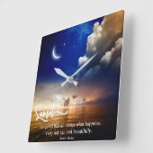 Mooie Sunset Wall-klok met Quote Vierkante Klok (Hoek)
