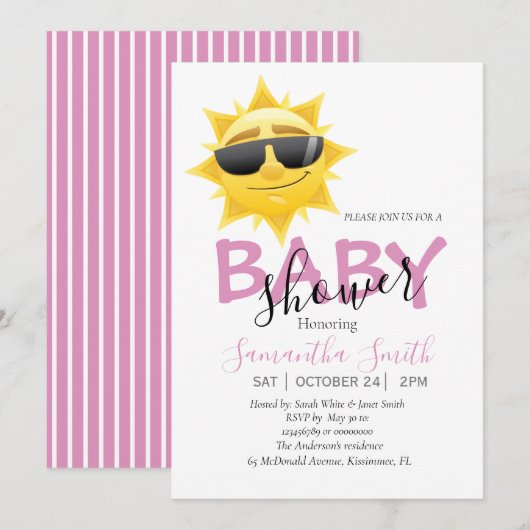 Mooie Sunshine Boho Baby shower Uitnodiging (Voorkant / Achterkant)