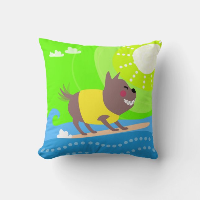 Mooie surfende hond kussen (Voorkant)