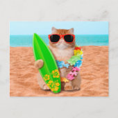 Mooie surferkat op het strand briefkaart (Voorkant)