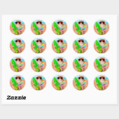 Mooie surferkat op het strand ronde sticker (Vel)