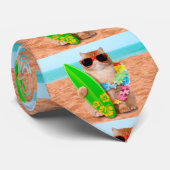 Mooie surferkat op het strand stropdas (Opgerold)