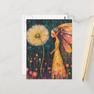 Mooie Surrealistische Kleurrijke Paardenbloem Fee Briefkaart
