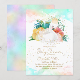 Mooie Swan Baby Girl Shower Kaart