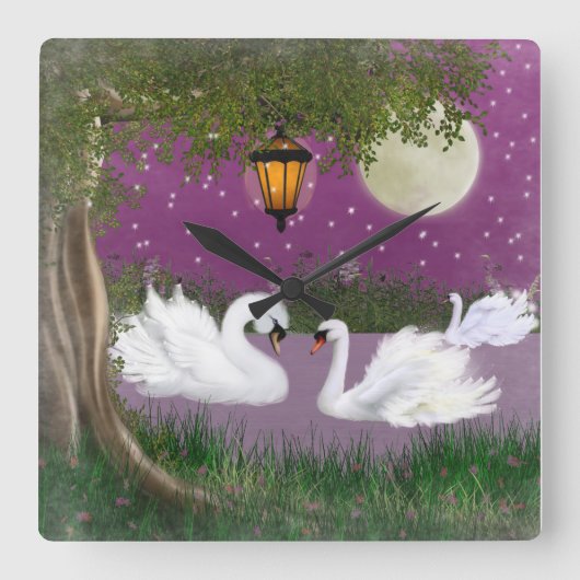 Mooie Swan-klok Vierkante Klok (Voorkant)