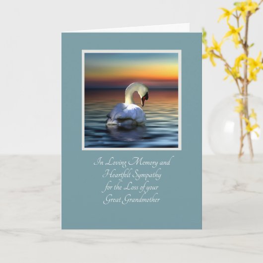 Mooie Swan Sympathie verlies grootmoeder Kaart (Gele Bloem)