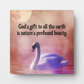 Mooie Swan Tafelblad Plaque met Ezel Fotoplaat (Voorkant)