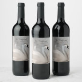 Mooie Swan White en Silver Elegant Custom Wine Wijn Etiket (Flessen)