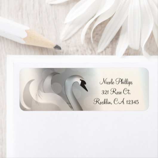 Mooie Swan White en Silver Elegant Invitation Etiket (Insitu)