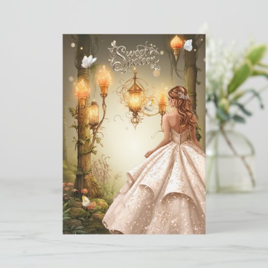 Mooie Sweet 16 Glowing Lights Vlinders Kaart (Staand voorkant)