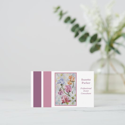 Mooie Sweet Pea Flower Event Planner Visitekaartje (Staand voorkant)