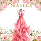 Mooie Sweet Sixteen Achtergrond Blush Jurk Rozen Wandkleed