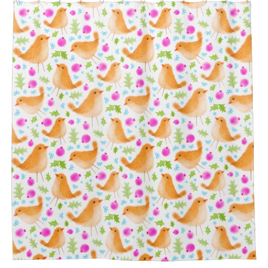 Mooie Sweet Waterverf Vogeldouchegordijn Douchegordijn (Voorkant)