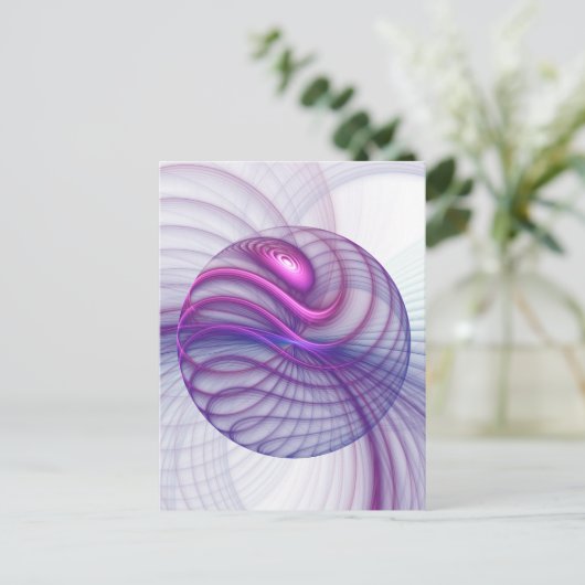 Mooie Swing Moderne Abstracte Fractale Kunst Roze Briefkaart (Staand voorkant)