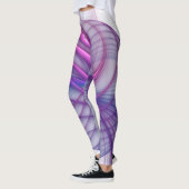 Mooie Swing Moderne Abstracte Fractale Kunst Roze Leggings (Links)