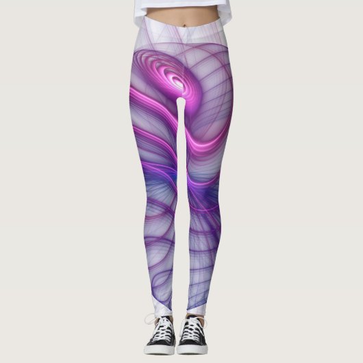 Mooie Swing Moderne Abstracte Fractale Kunst Roze Leggings (Voorkant)