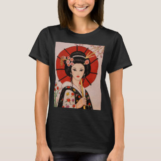 Mooie T-shirt versierd met mooie Geisha Girl