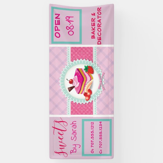 Mooie Taart bakkerij Roze Banner (Verticaal)