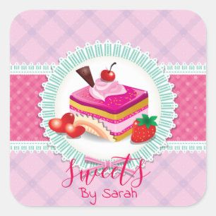 Mooie taart bakkerij roze Sticker