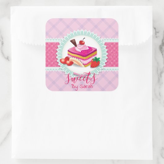 Mooie taart bakkerij roze Sticker (Tas)