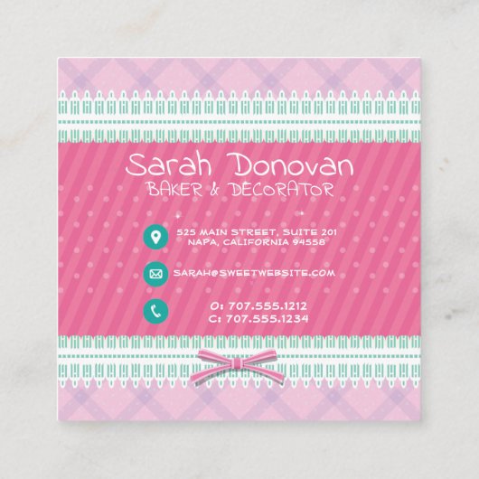 Mooie taart bakkerij Roze Visitekaartje (Achterkant)