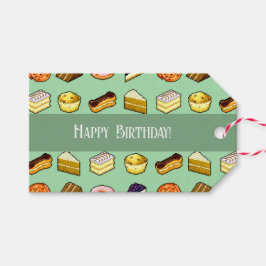 Mooie taarten Gelukkig verjaardag! Cake- en gebakp Cadeaulabel