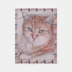 Mooie tabby Cat Art-tekening voor kattenbroodjes Fleece Deken