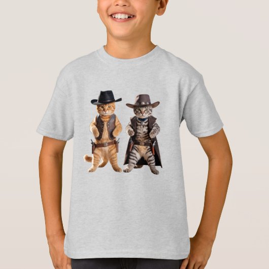 Mooie Tabby Cowboy Kinder T-Shirt (Voorkant)