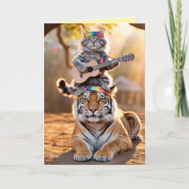 Mooie tabby en tijger wenskaart feestdagen kaart