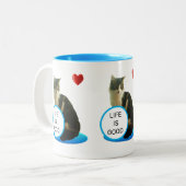 Mooie Tabby Kat & Hart Tweekleurige Koffiemok (Voorkant links)