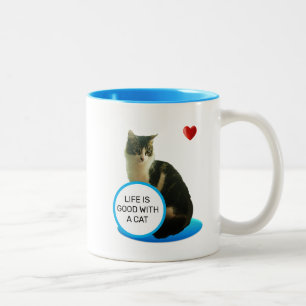 Mooie Tabby Kat & Hart Tweekleurige Koffiemok